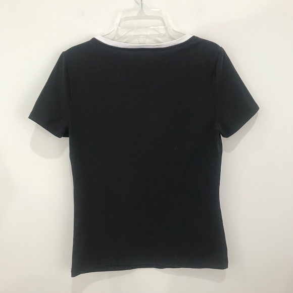 KATE SPADE Stylish Black Top w/Striped Bow on Collar Size Small - Picture 6 of 9